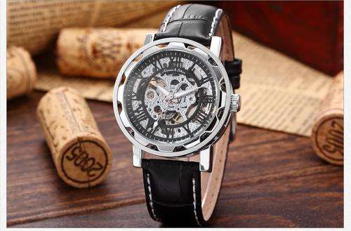 KRONEN & SOHNE Black Mech Warrior Skeleton Automatic Mechanical Watch w/ box, papers, warranty