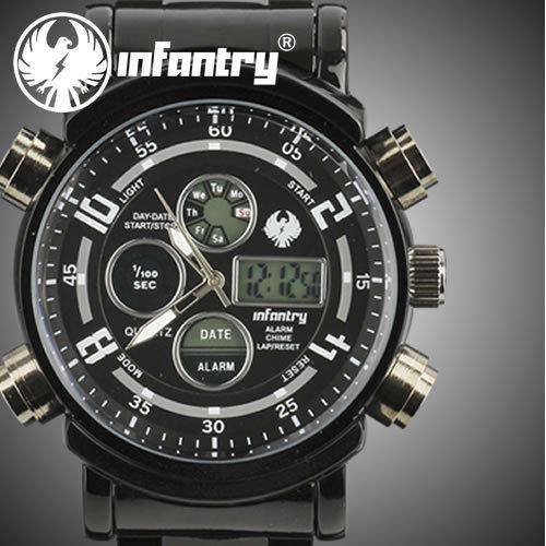 INFANTRY Military Co. IN-030-BLK-S Multifunction Watch BOXED, FULLY LOADED!
