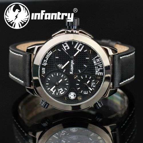 Get noticed** INFANTRY Military Co. Infiltrator BLACK XL  3 Timezone Watch BOXED, FULLY LOADED!