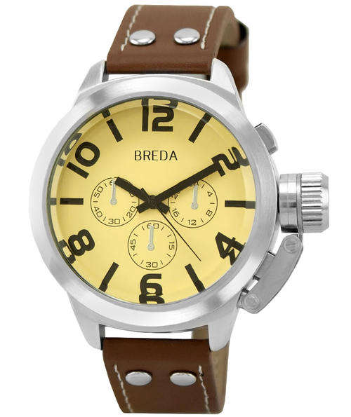 BREDA Men's American Timepieces Classic Austin Brown Leather GOLD pl Watch BRAND NEW, BOXED, HOT!!