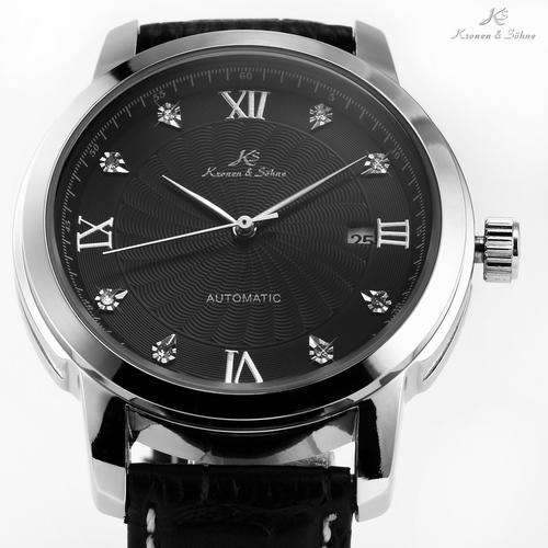 KRONEN & SOHNE Classic Elegant DIAMANTE Brown Leather Watch w/ box, papers, warranty