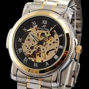 KRONEN & SOHNE Warrior Steel Skeleton BLACK GOLD Automatic Mechanical Watch w/ box, papers, warranty