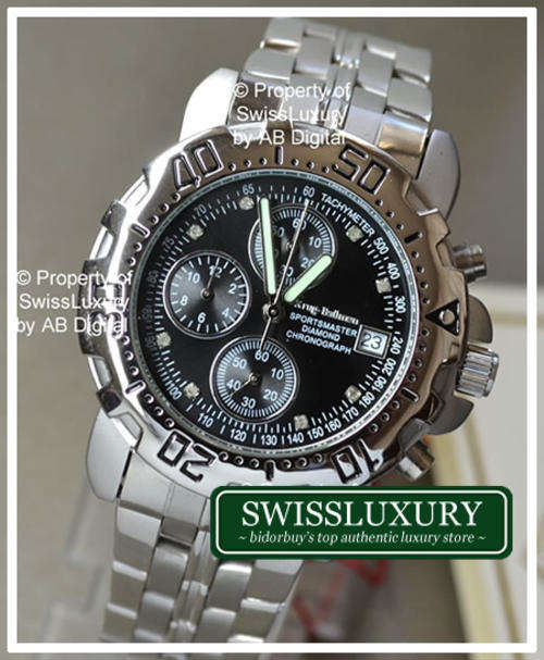 KRUG BAUMEN Men's British **DIAMOND ENCRUSTED** Sportsmaster Chronograph Watch *CERTIFIED w. PAPERS*