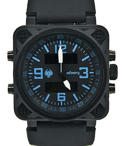 INFANTRY MILITARY CO. IN-023-BLU-R Stealth AnaDigi Watch BOXED, FULLY LOADED!
