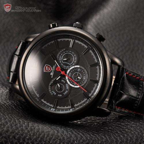 SHARK RELOGIO F1 INSPIRED BLACK ED. DUAL TIME 47MM CHRONOGRAPH WATCH W/ BOX, PAPERS!!