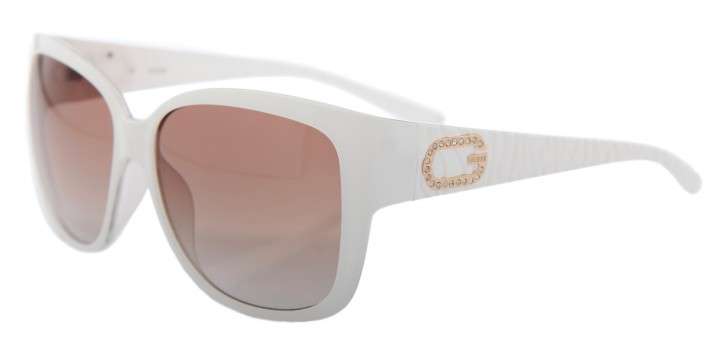 Genuine, New!! GUESS Snow White Gold G Diamante Sunglasses + LEOPARD CASE!!