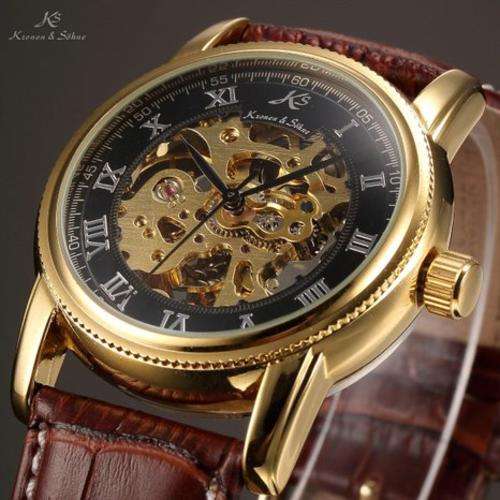 ends @ 1:30pm! KRONEN & SOHNE Classic Rome Skeleton Automatic Mechanical Watch w/ box, papers