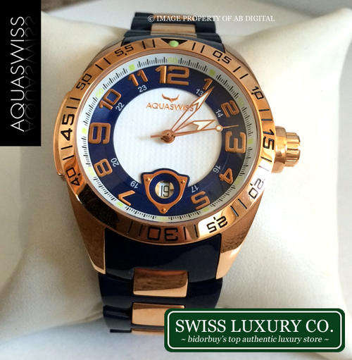 *Only 1 in SA!!* AQUASWISS Men's TRAX **SAILOR** 18ct pl. GOLD Swiss Watch W/ BOX AND PAPERS