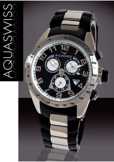 R14,000.00 made in switzerland >> AQUASWISS Men's Trax DARK KNIGHT STEEL Chronograph Swiss Watch