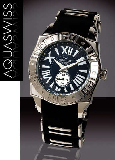 R14,000.00 >> AQUASWISS Men's BLACK SILVER Swiss Watch