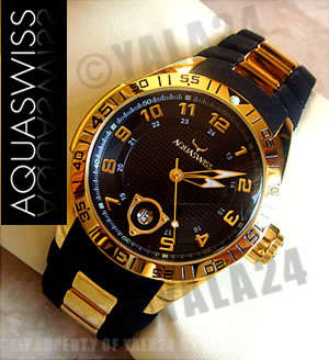 R21,000.00 >> **crazy** AQUASWISS Men's 18k GOLD Trax Swiss Watch