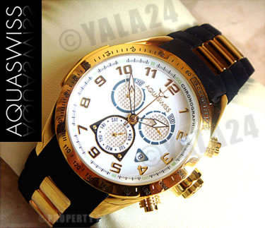 R22,000.00 >> AQUASWISS Men's 18k GOLD Trax Chronograph Swiss Watch