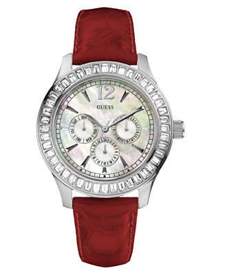 **R4399.99** GUESS Red Leather & Pearl Crystal Ladies Watch
