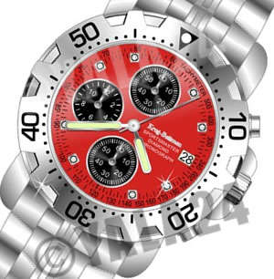 RARE **DIAMOND** MEN'S KRUG BAUMEN RED SPORTSMASTER CHRONOGRAPH WATCH