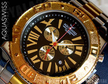 R35,000.00 >> AQUASWISS Men's 18k GOLD Dark Knight XG Steel Swiss Watch
