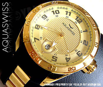 R22,000.00 >> AQUASWISS Men's 18k GOLD Limited Edition Trax Swiss Watch