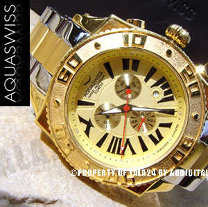 AQUASWISS Men's 18k GOLD pl. Chronograph XG Steel Swiss Watch brand new w/ serial number