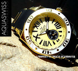 **R28,000.00** AQUASWISS Men's 18k GOLD Swissport Watch