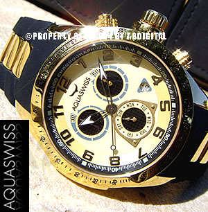 R28,000.00 >> AQUASWISS Men's 18k GOLD Trax Chronograph Swiss Watch