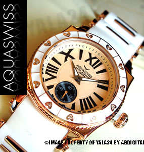 R25,000.00 >> AQUASWISS Ladies **DIAMOND** Snow White 18k GOLD Swiss Watch