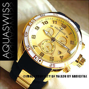 R28,000.00 >> AQUASWISS Men's 18k GOLD **Trax** Chronograph Swiss Watch