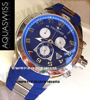 R28,000.00 >> Rare AQUASWISS Men's Blue Trax Chronograph Swiss Watch
