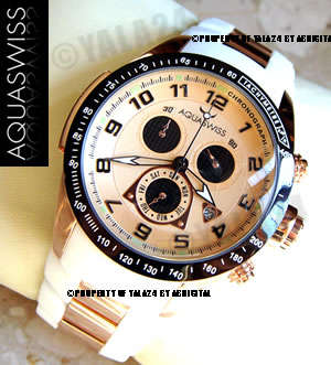 R28,000.00 >> Rare AQUASWISS Men's 18k GOLD Snow Trax Chronograph Swiss Watch