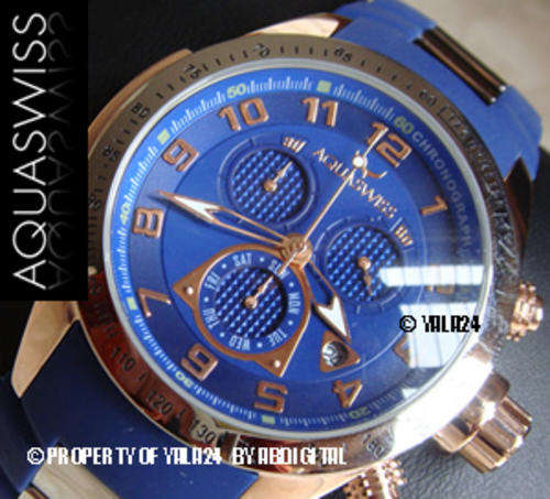 R28,000.00 >> AQUASWISS Men's Blue 18k GOLD Trax Chronograph Men's Swiss Watch