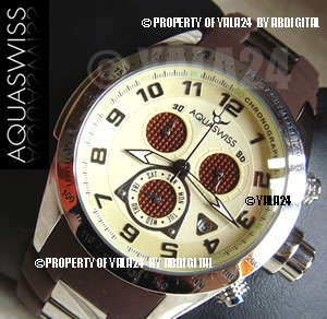 [CERTIFIED] AQUASWISS Men's CSI Laurence Fishburne Brown Band Trax Chronograph Swiss Watch