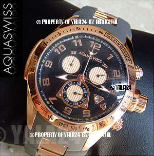 R28,000.00 AQUASWISS Men's 18k GOLD BLACK GRAPHITE Chronograph Men's Swiss Watch NO RESERVES