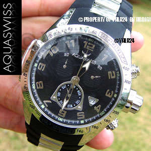 CERTIFIED w/ valuation RARE AQUASWISS MEN'S SWISS DARK KNIGHT TRAX CHRONOGRAPH WATCH