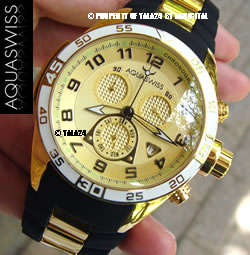 R28,000.00 >> Rare AQUASWISS Men's 18k GOLD Trax 007 Chronograph Swiss Watch