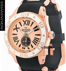 R22,000.00 >> AQUASWISS Men's 18k Rose Gold SWISSPORT Watch NO RESERVES GENUINE