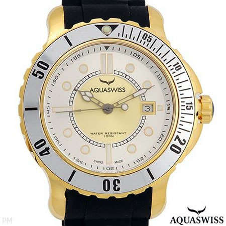 R22,000.00 >> AQUASWISS Men's Sailor 18k GOLD Swiss Watch