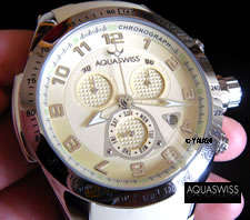 100% genuine R16,000 >> AQUASWISS Trax Snow Steel Chronograph Swiss Watch