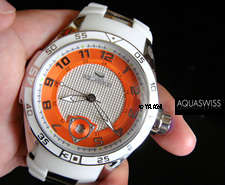 **R1 no reserves** AQUASWISS Trax Orange Trim Swiss Made Watch 100% genuine worth R14,000.00