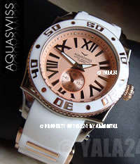 CERTIFIED >> AQUASWISS Lady Snow White 18k Rose Gold pl. Swiss Watch