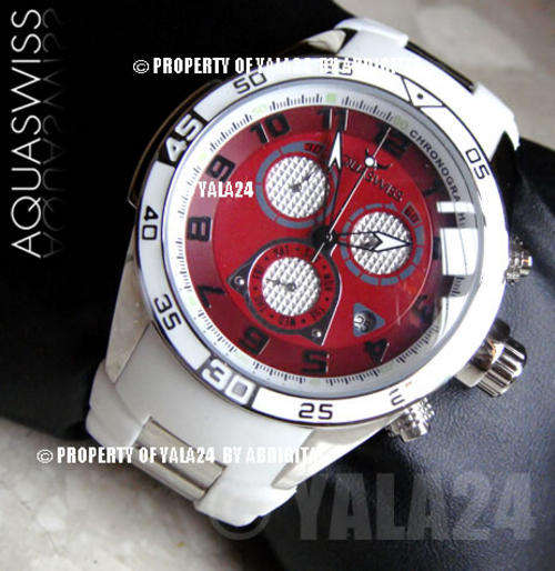 [low start bid] AQUASWISS Men's Trax **SNOW CHRONO** Swiss Watch BRAND NEW