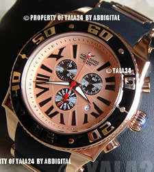 *LOW BID*AQUASWISS XG AQUANAUT 100M 18K ROSE GOLD PL. 10MM THICK SWISS CHRONOGRAPH WATCH BRAND NEW