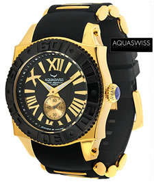 R25,000.00 >> AQUASWISS Men's IRON MAN 18k GOLD pl Swiss Watch