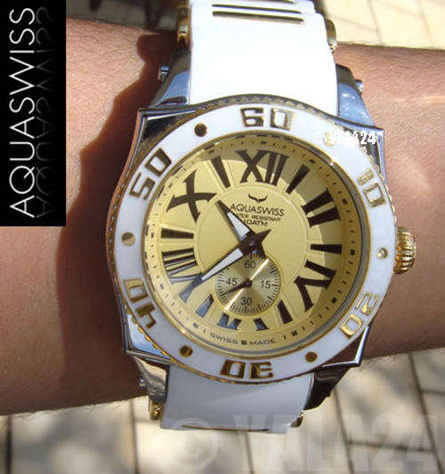AQUASWISS Men's 18k Gold pl. SWISS MADE Watch BRAND NEW valuation included