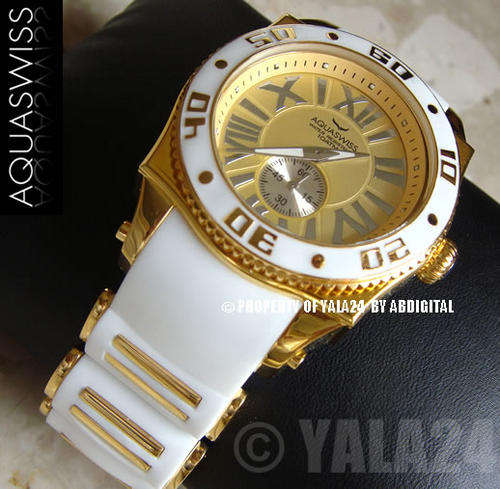 [CERTIFIED] AQUASWISS Lady SNOW WHITE 18k Gold pl. Swiss Watch @@BRAND NEW