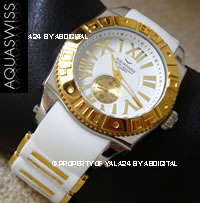 AQUASWISS *****LADY***** 18k GOLD pl. SNOW WHITE SWISS WATCH **VAT incl. trusted dealer