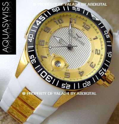 [CERTIFIED] AQUASWISS Men's 18k Gold pl F1 Swiss Snow Watch BRAND NEW