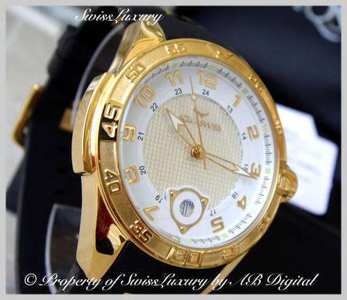 @@low start bid@@ AQUASWISS Men's Trax 18k gold pl F1 Swiss Watch w/ BOX AND PAPERS @@NO RESERVES@@