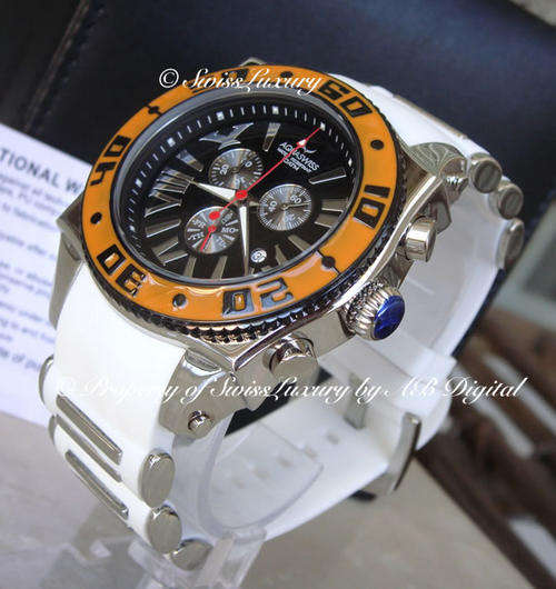 Brand New AQUASWISS Men's SEAMONSTER Chronograph 100M Swiss Watch W/ BOX AND PAPERS