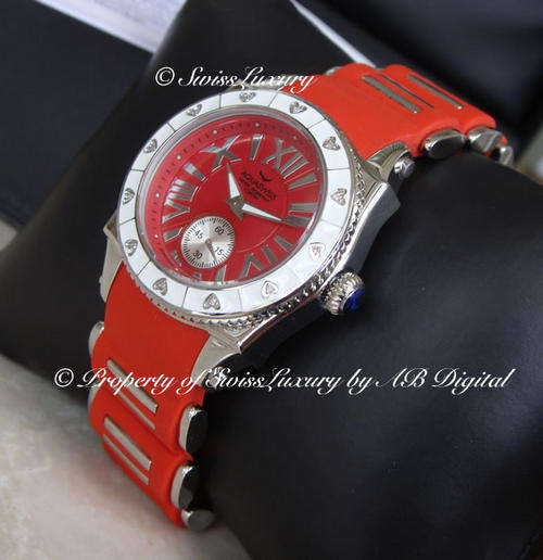 Brand New AQUASWISS Ladies Ferrari Red DIAMOND DIAL Swiss Watch W/ BOX, PAPERS, SERIAL, WARRANTY