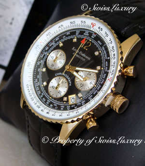 **DIAMOND** MEN'S KRUG BAUMEN 8 DIAMONDS AIRMASTER PILOT SLIDE RULE WATCH  W/ BOX AND PAPERS