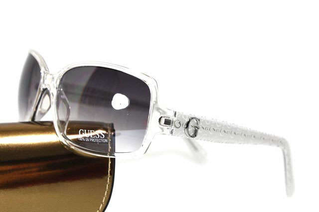 Authentic GUESS Ladies Sexy TRANSLUCENT White Sunglasses + Guess GOLD Case BRAND NEW