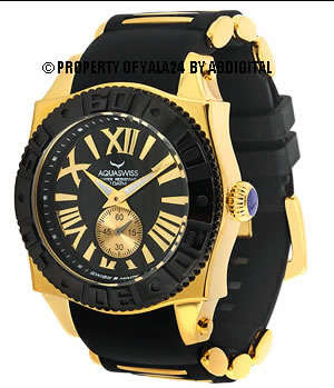 AQUASWISS Men's IRON MAN REAL 18k GOLD pl AQUA 100M SWISS WATCH w/ Papers, Guarantees